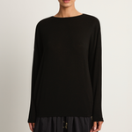 Pas De Calais Lyocell Cashmere Jersey Crewneck Pullover - Black
