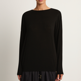 Pas De Calais Lyocell Cashmere Jersey Crewneck Pullover - Black