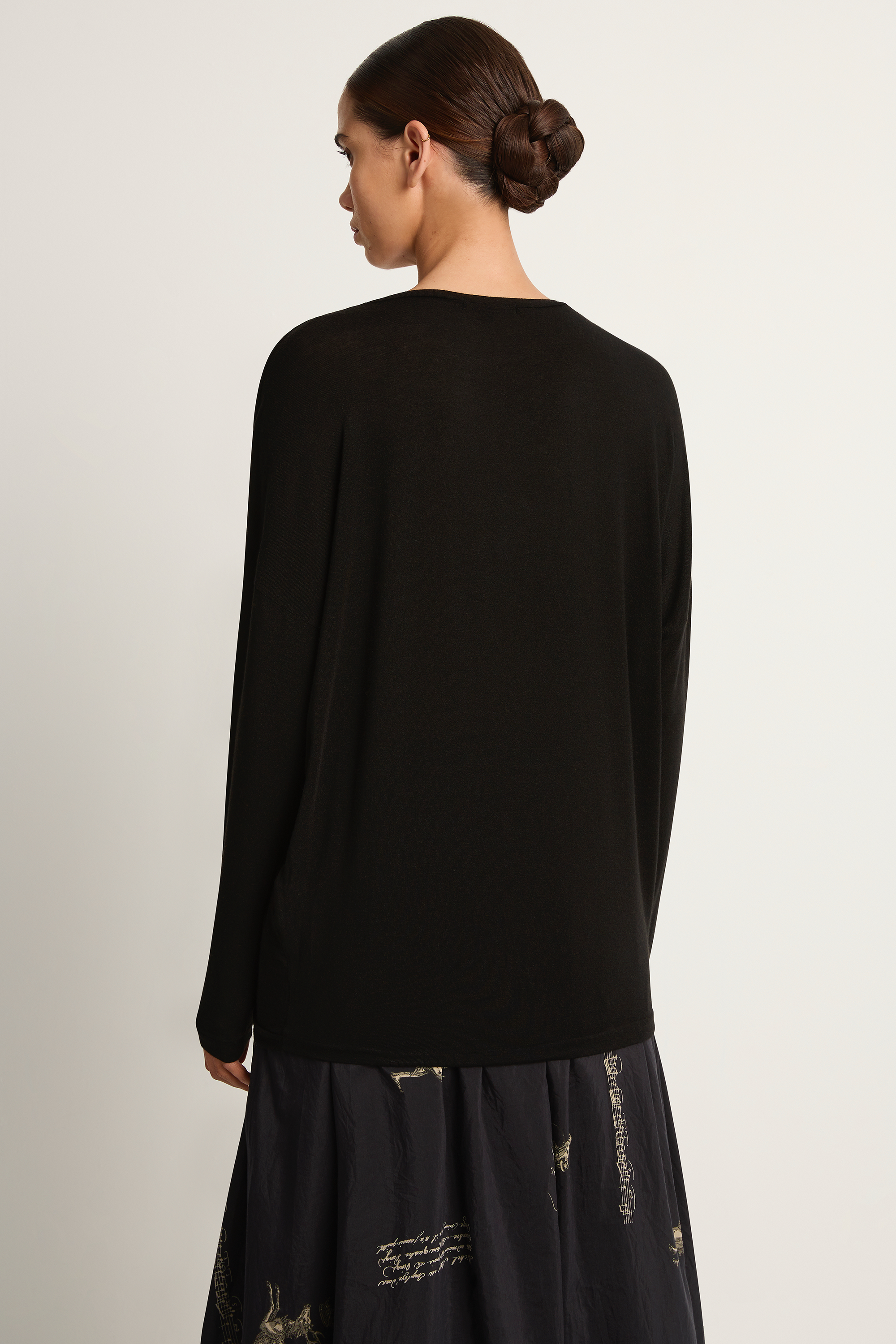 Pas De Calais Lyocell Cashmere Jersey Crewneck Pullover - Black