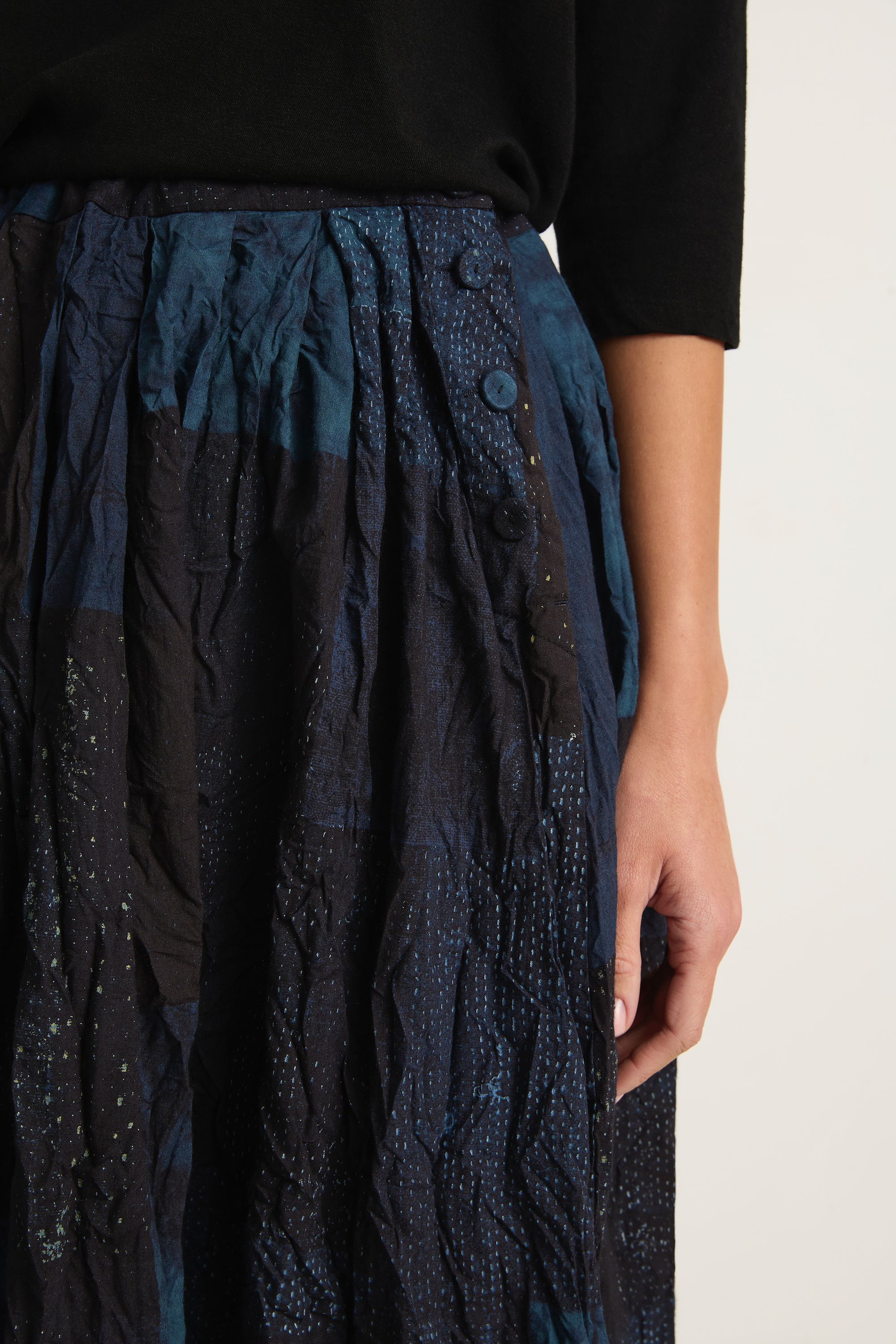 Pas De Calais Tsugihagi Print Skirt - Navy