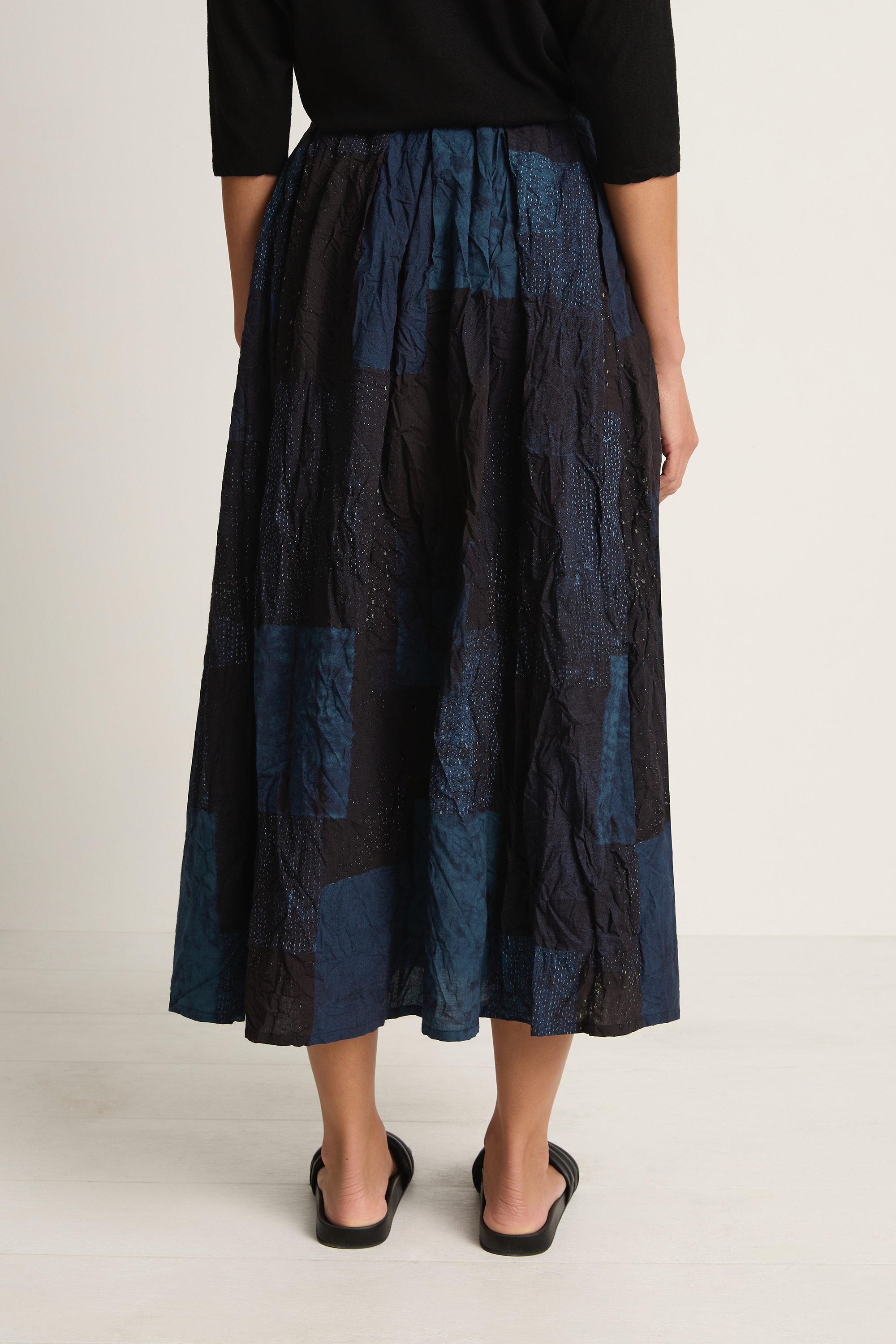 Pas De Calais Tsugihagi Print Skirt - Navy