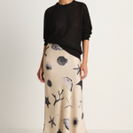 Silk Laundry Long Bias Cut Skirt - Seashells