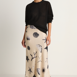 Silk Laundry Long Bias Cut Skirt - Seashells