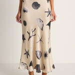 Silk Laundry Long Bias Cut Skirt - Seashells