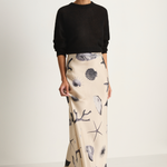 Silk Laundry Long Bias Cut Skirt - Seashells