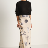 Silk Laundry Long Bias Cut Skirt - Seashells
