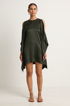 BONDI BORN Como Waterfall Mini Dress - Forest
