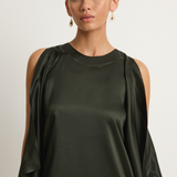 BONDI BORN Como Waterfall Mini Dress - Forest