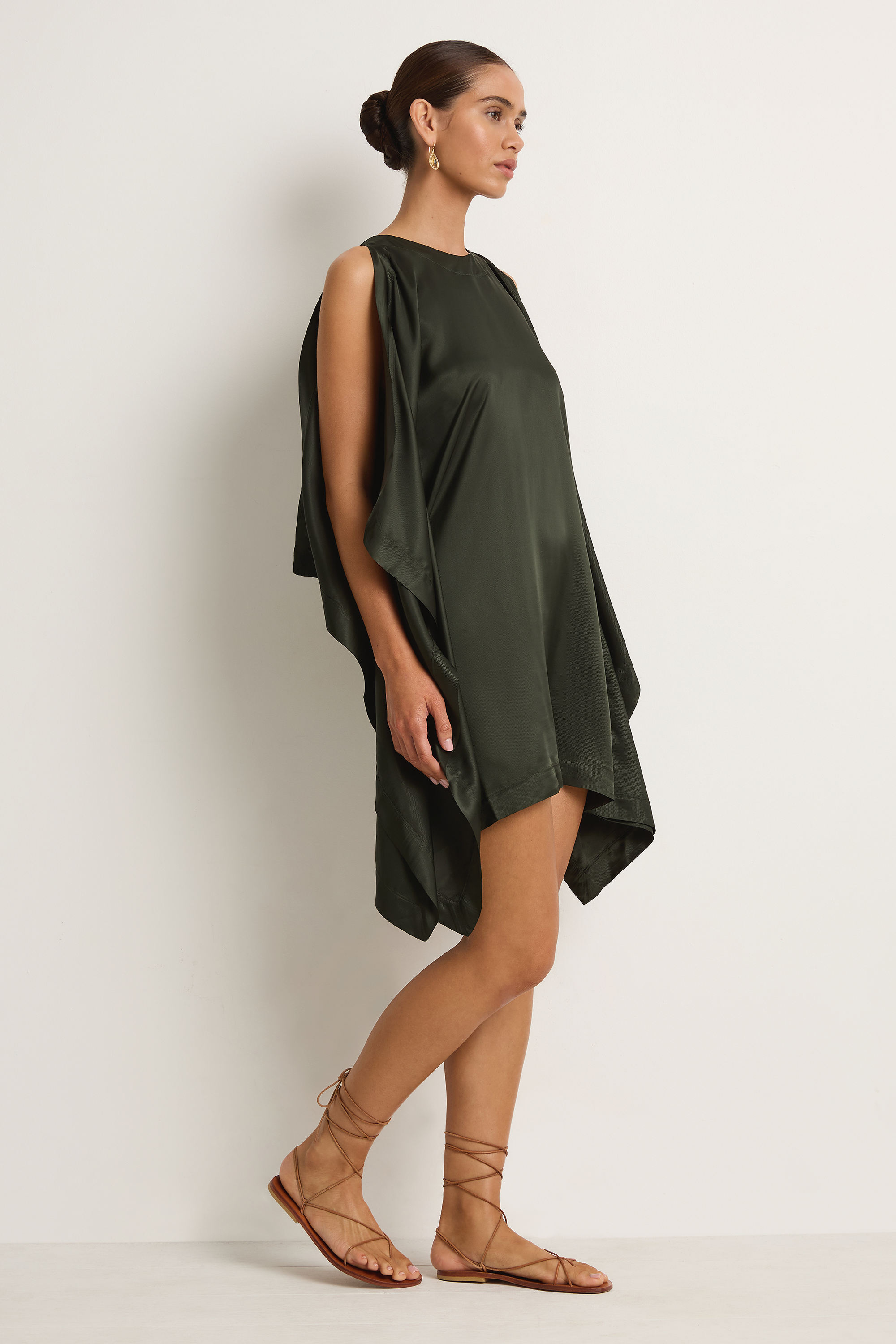 BONDI BORN Como Waterfall Mini Dress - Forest