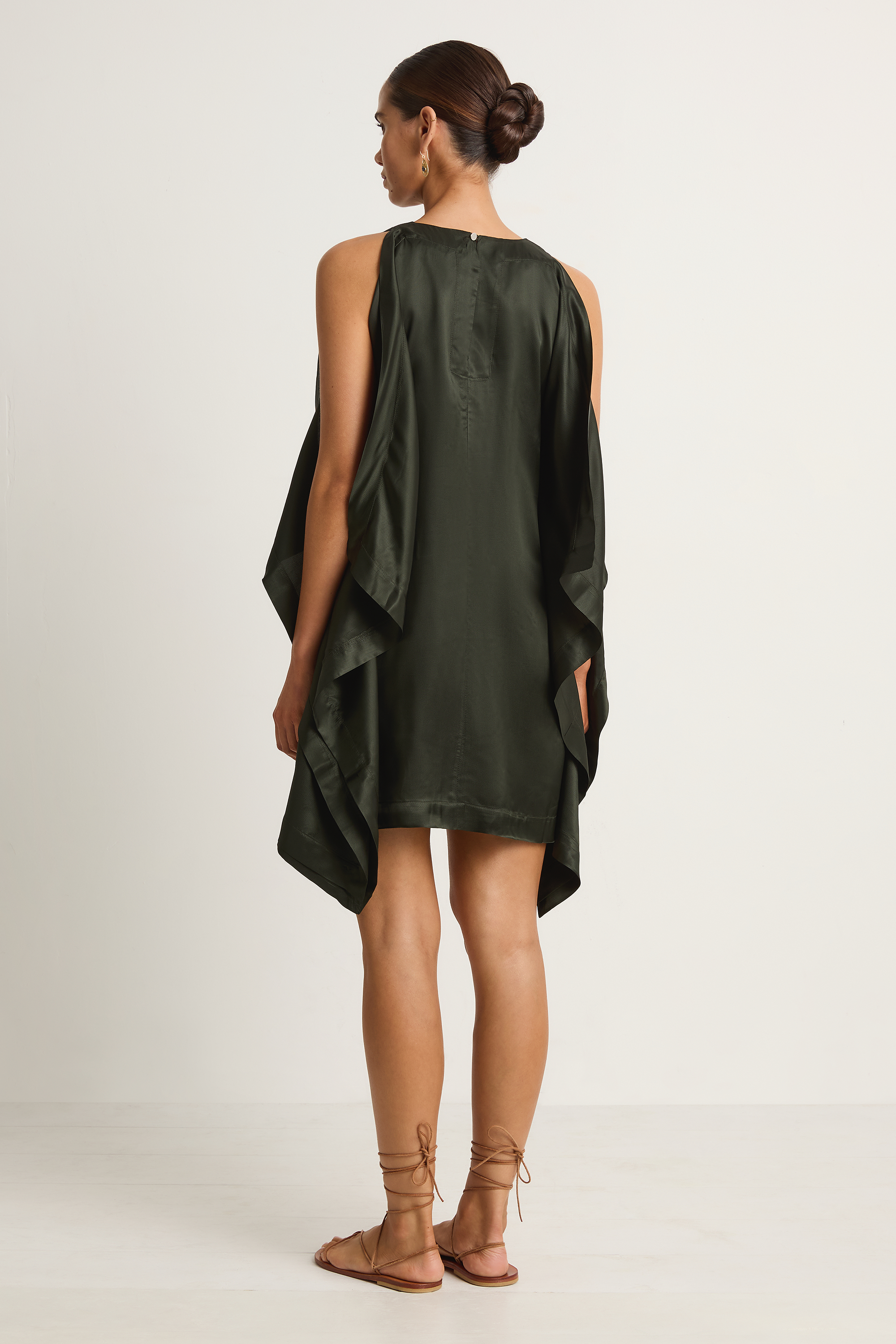 BONDI BORN Como Waterfall Mini Dress - Forest