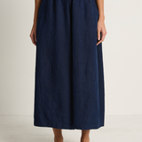 Pas De Calais Linen Indigo Chambray Pants - Navy