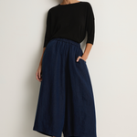 Pas De Calais Linen Indigo Chambray Pants - Navy