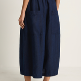Pas De Calais Linen Indigo Chambray Pants - Navy