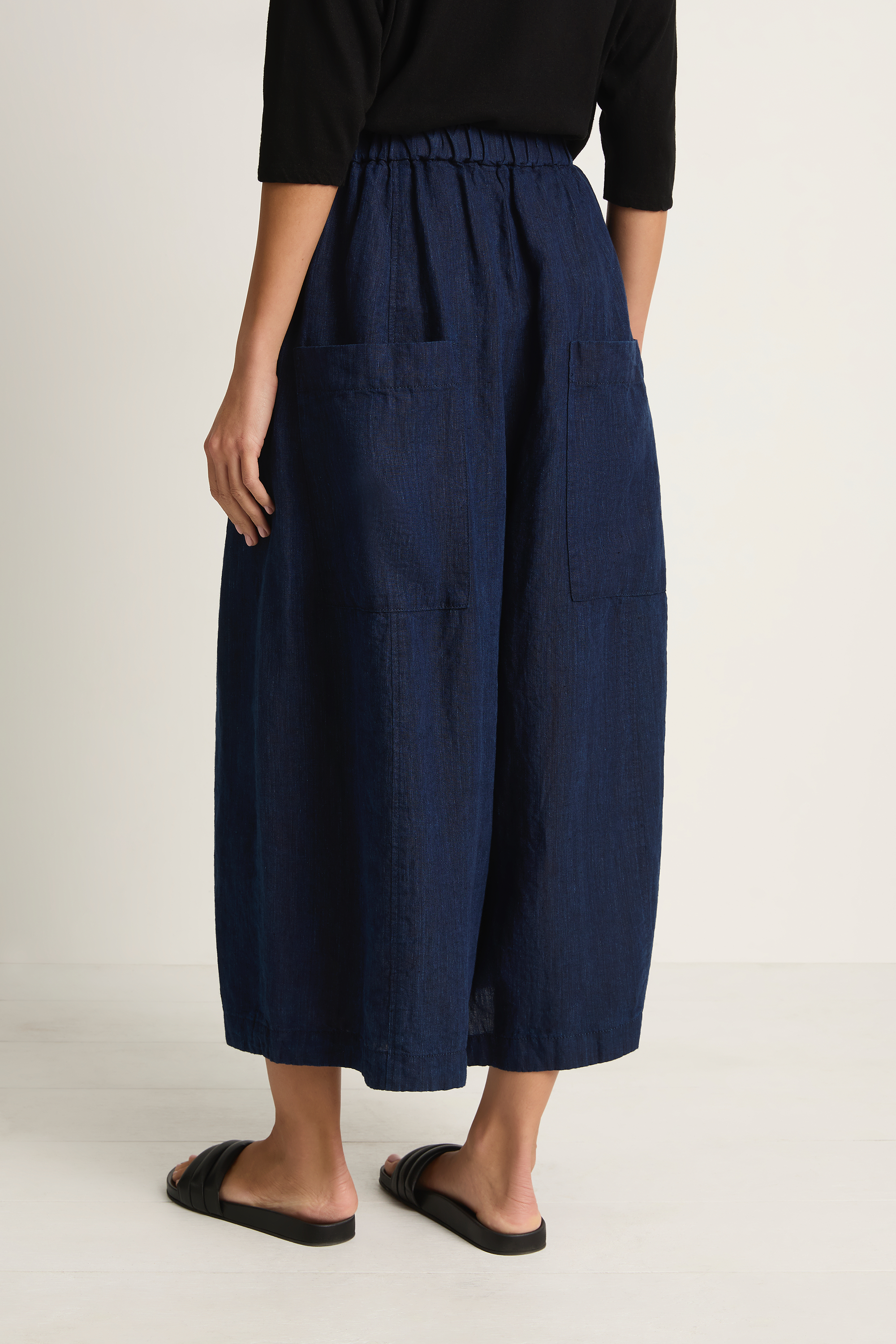 Pas De Calais Linen Indigo Chambray Pants - Navy