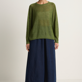 Pas De Calais Normandy Linen Crew Neck Pullover - green