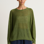 Pas De Calais Normandy Linen Crew Neck Pullover - green