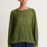 Pas De Calais Normandy Linen Crew Neck Pullover - green