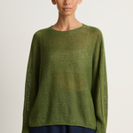 Pas De Calais Normandy Linen Crew Neck Pullover - green