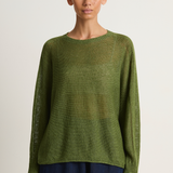 Pas De Calais Normandy Linen Crew Neck Pullover - green