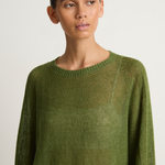 Pas De Calais Normandy Linen Crew Neck Pullover - green