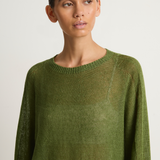 Pas De Calais Normandy Linen Crew Neck Pullover - green