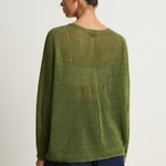 Pas De Calais Normandy Linen Crew Neck Pullover - green