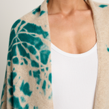 Suzusan Cashmere Seamless Upside Down Cape - Madara Shibori Dark Teal / Sand