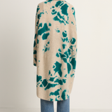 Suzusan Cashmere Seamless Upside Down Cape - Madara Shibori Dark Teal / Sand