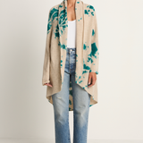 Suzusan Cashmere Seamless Upside Down Cape - Madara Shibori Dark Teal / Sand