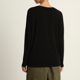 Pas De Calais Lyocell Cashmere Jersey Crewneck Pullover - Black