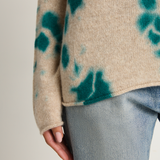 Suzusan Cashmere Seamless Long Pullover - Madara Shibori Dark Teal / Sand
