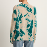 Suzusan Cashmere Seamless Long Pullover - Madara Shibori Dark Teal / Sand