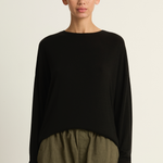 Pas De Calais Lyocell Cashmere Jersey Crewneck Pullover - Black