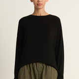 Pas De Calais Lyocell Cashmere Jersey Crewneck Pullover - Black