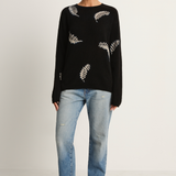 Suzusan Cashmere Seamless Long Pullover - Makinui Shibori Feather Black / Sand