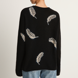Suzusan Cashmere Seamless Long Pullover - Makinui Shibori Feather Black / Sand