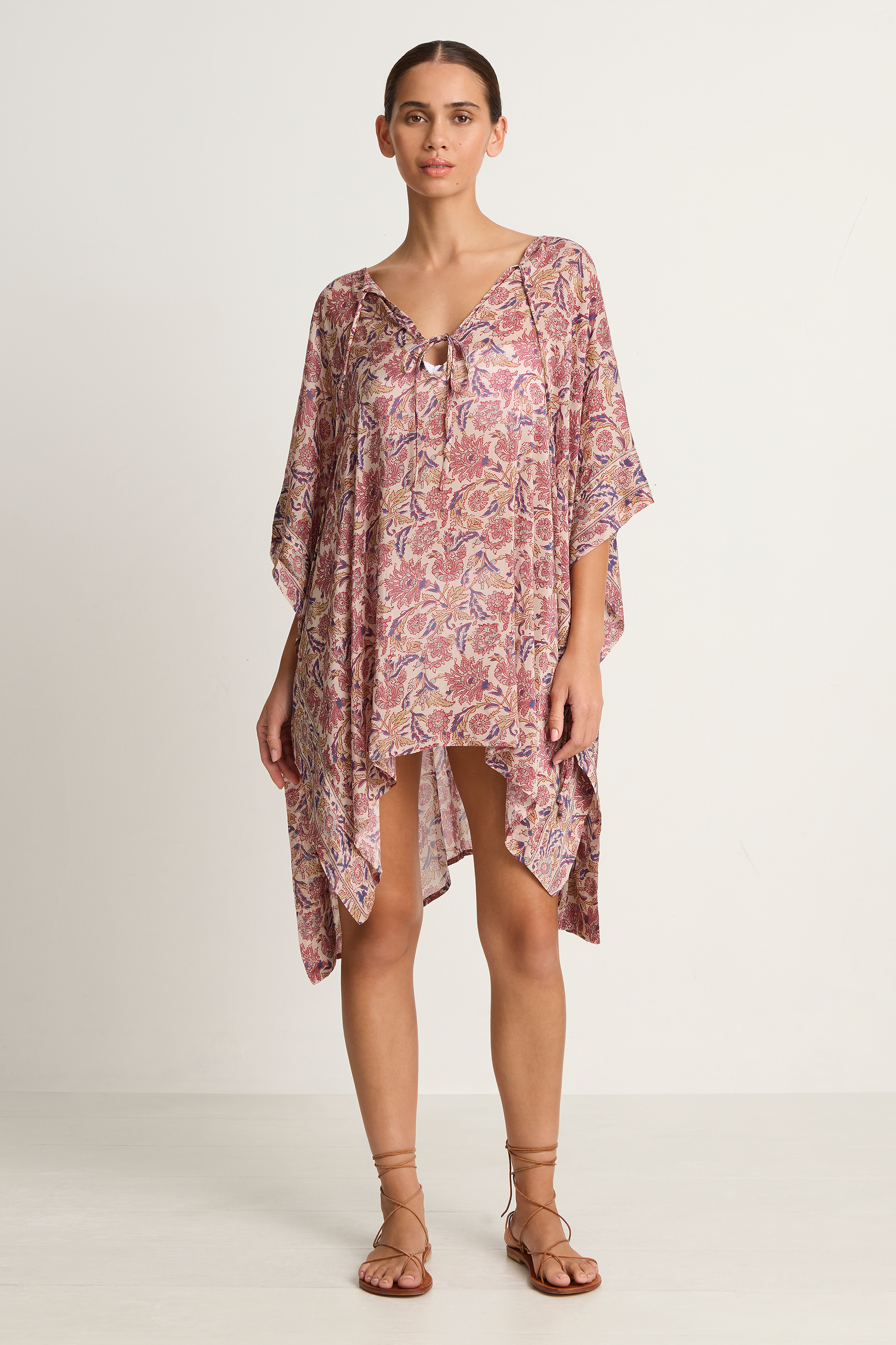 Natalie Martin Paulina Mini Caftan - Artichoke Stone