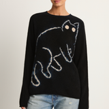 Suzusan Cashmere Seamless Long Pullover - Mokume Shibori Cat Black / Sand