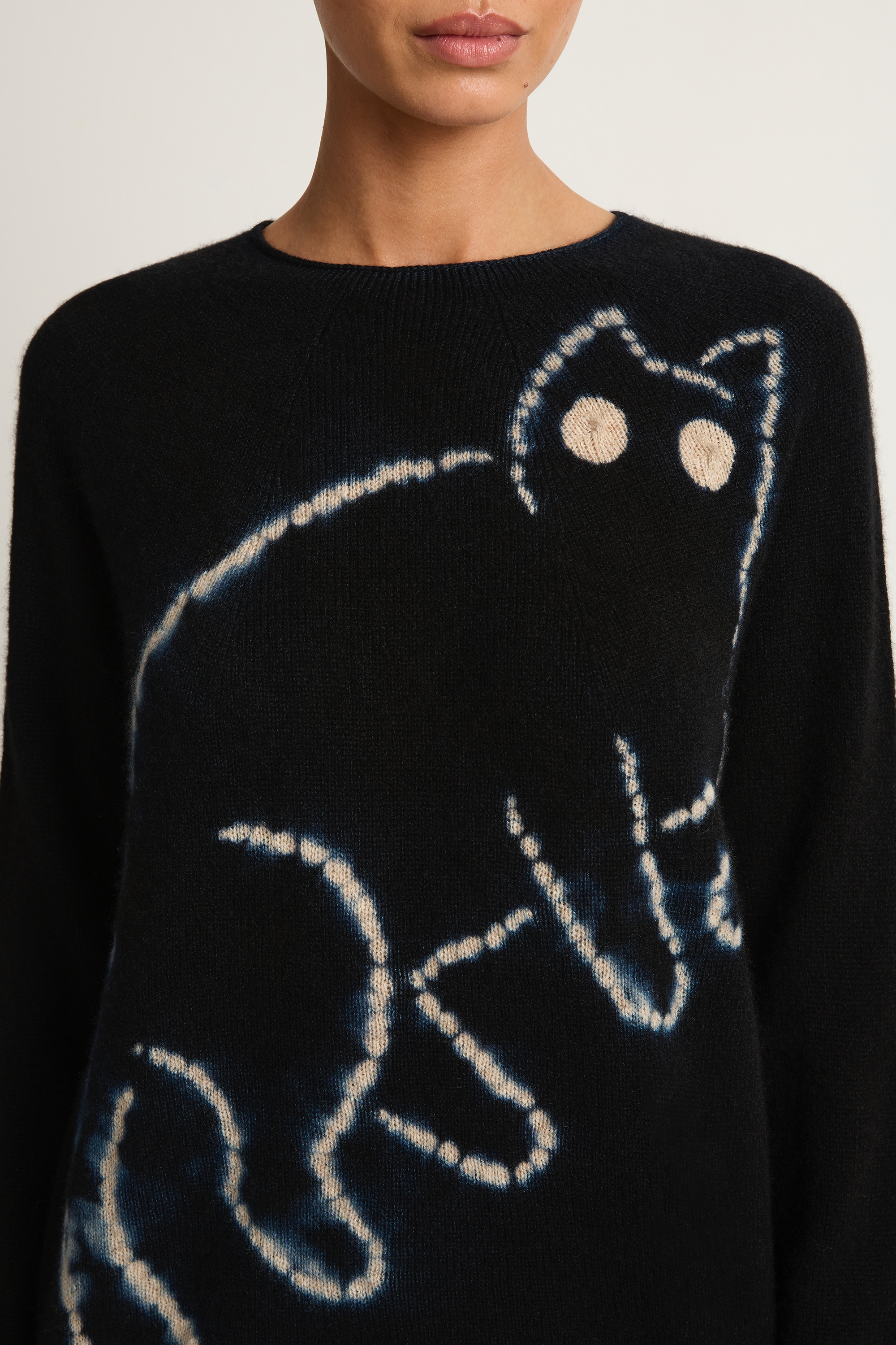 Suzusan Cashmere Seamless Long Pullover - Mokume Shibori Cat Black Suzusan Cashmere Seamless Long Pullover - Mokume Shibori Cat Black