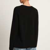 Suzusan Cashmere Seamless Long Pullover - Mokume Shibori Cat Black / Sand