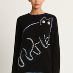 Suzusan Cashmere Seamless Long Pullover - Mokume Shibori Cat Black / Sand