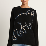 Suzusan Cashmere Seamless Long Pullover - Mokume Shibori Cat Black / Sand