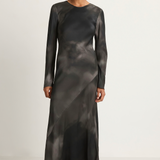 Silk Laundry Full Sleeve Bias Dress - Smoke