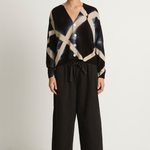 Pas De Calais Organic Cotton Linen Natural Twill Cropped Wide Pants - Black
