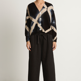 Pas De Calais Organic Cotton Linen Natural Twill Cropped Wide Pants - Black