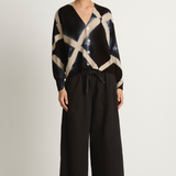 Pas De Calais Organic Cotton Linen Natural Twill Cropped Wide Pants - Black