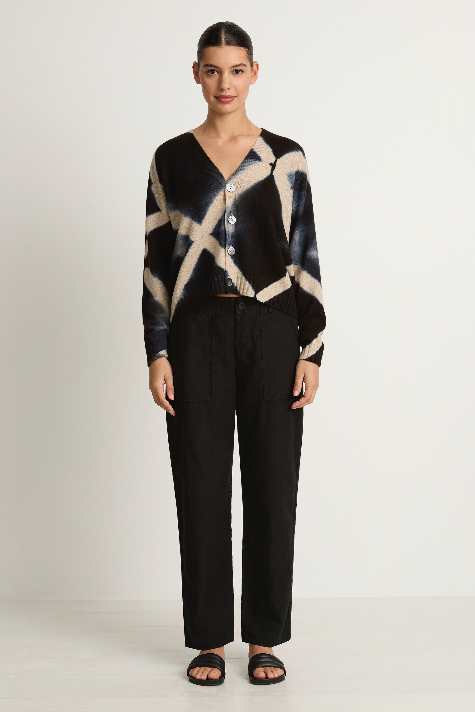 Pas De Calais Brushed Cotton Back Satin Baker Pants - Black