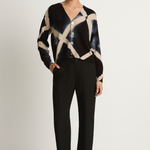 Pas De Calais Brushed Cotton Back Satin Baker Pants - Black