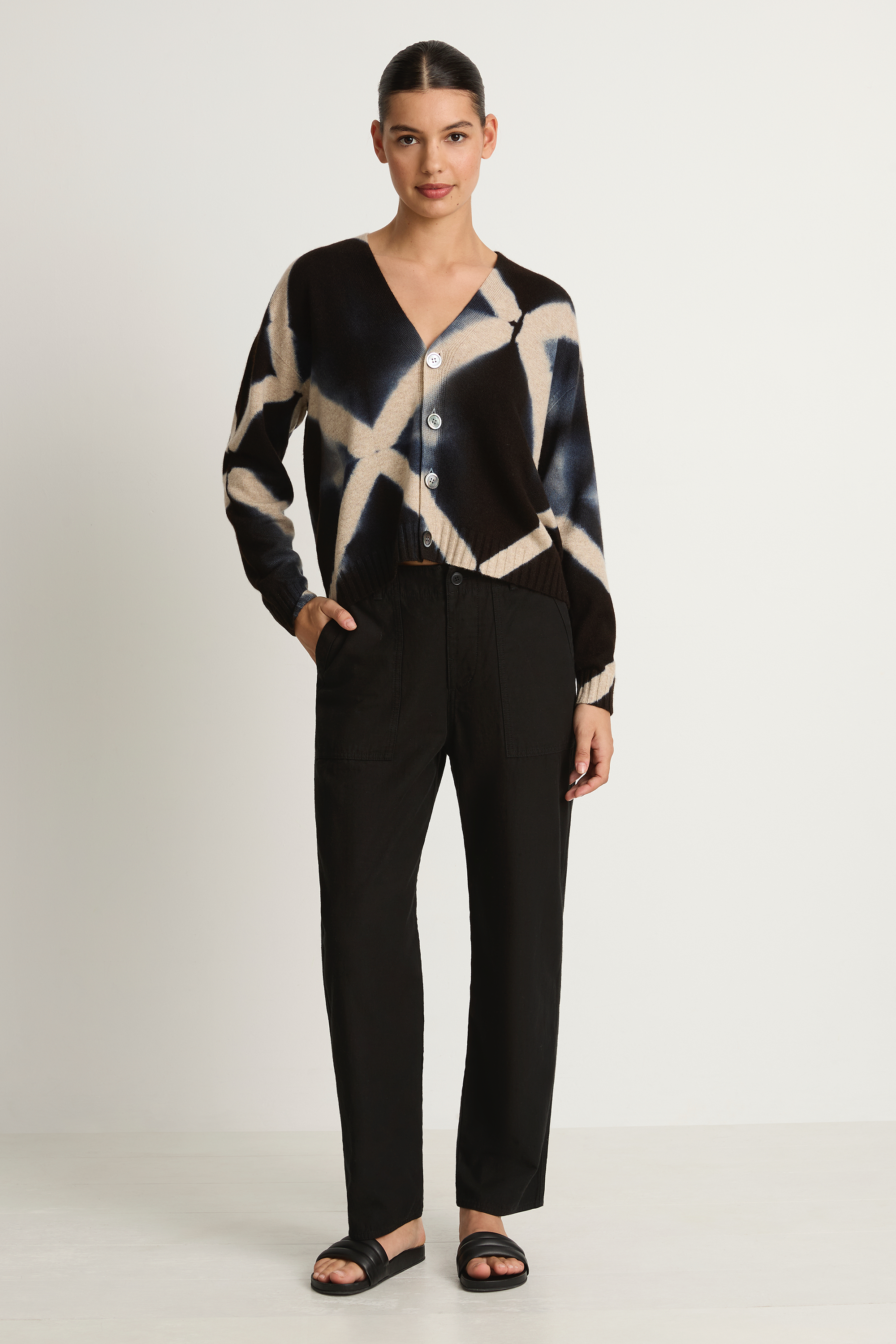 Pas De Calais Brushed Cotton Back Satin Baker Pants - Black