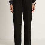 Pas De Calais Brushed Cotton Back Satin Baker Pants - Black